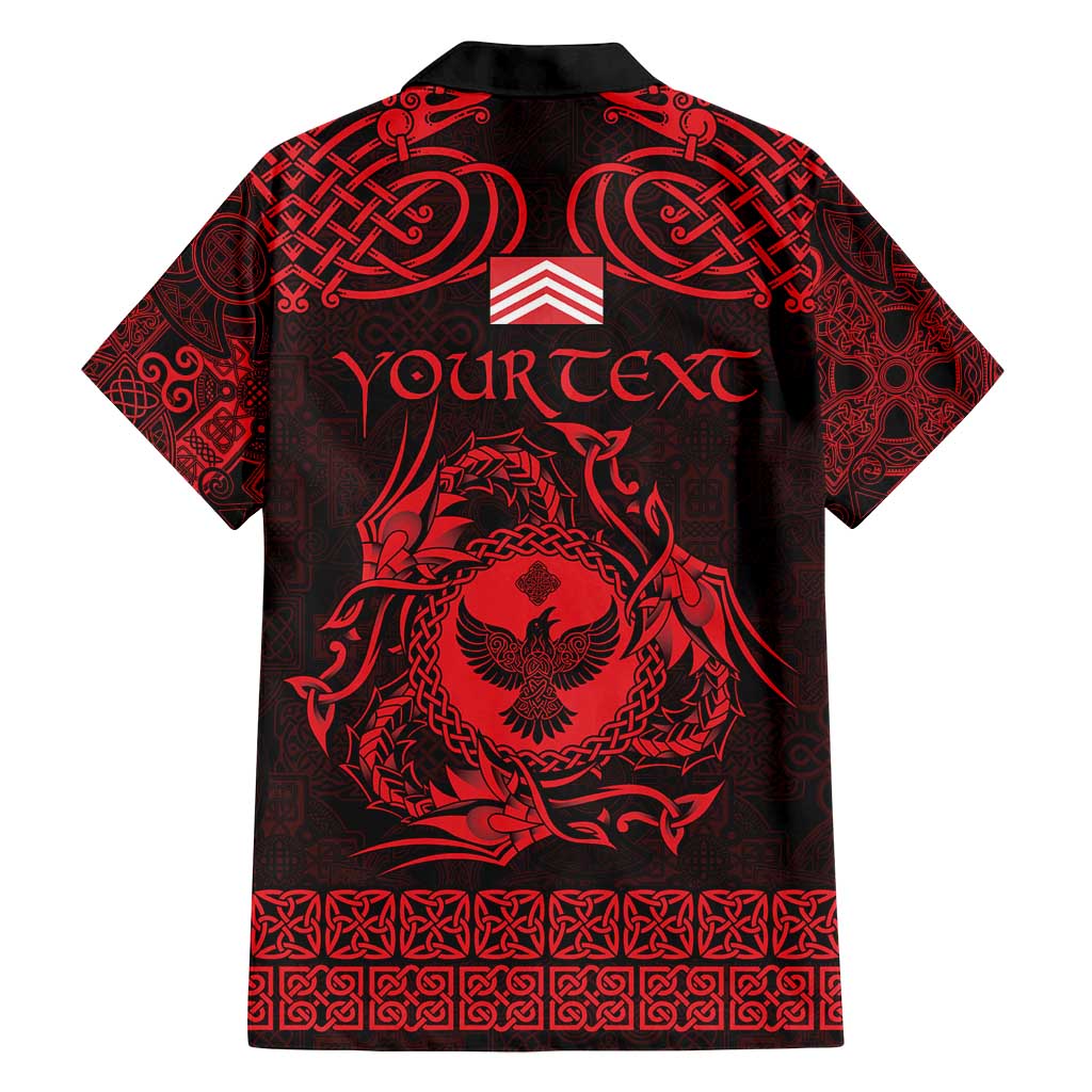 Personalized Glamorgan Morgannwg Family Matching Off Shoulder Short Dress and Hawaiian Shirt Red Raven Celtic-inspired - Wonder Print Shop