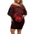Personalized Glamorgan Morgannwg Family Matching Off Shoulder Short Dress and Hawaiian Shirt Red Raven Celtic-inspired - Wonder Print Shop
