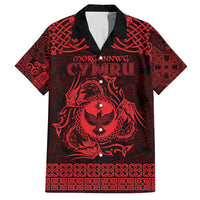 Personalized Glamorgan Morgannwg Family Matching Short Sleeve Bodycon Dress and Hawaiian Shirt Red Raven Celtic-inspired - Wonder Print Shop