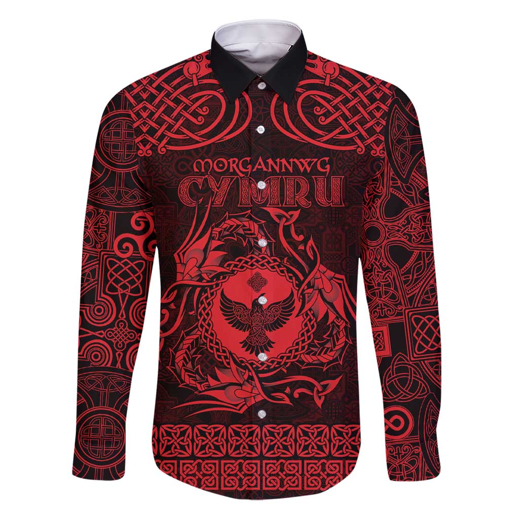 Personalized Glamorgan Morgannwg Family Matching Short Sleeve Bodycon Dress and Hawaiian Shirt Red Raven Celtic-inspired - Wonder Print Shop