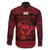 Personalized Glamorgan Morgannwg Family Matching Short Sleeve Bodycon Dress and Hawaiian Shirt Red Raven Celtic-inspired - Wonder Print Shop