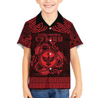Personalized Glamorgan Morgannwg Family Matching Short Sleeve Bodycon Dress and Hawaiian Shirt Red Raven Celtic-inspired - Wonder Print Shop