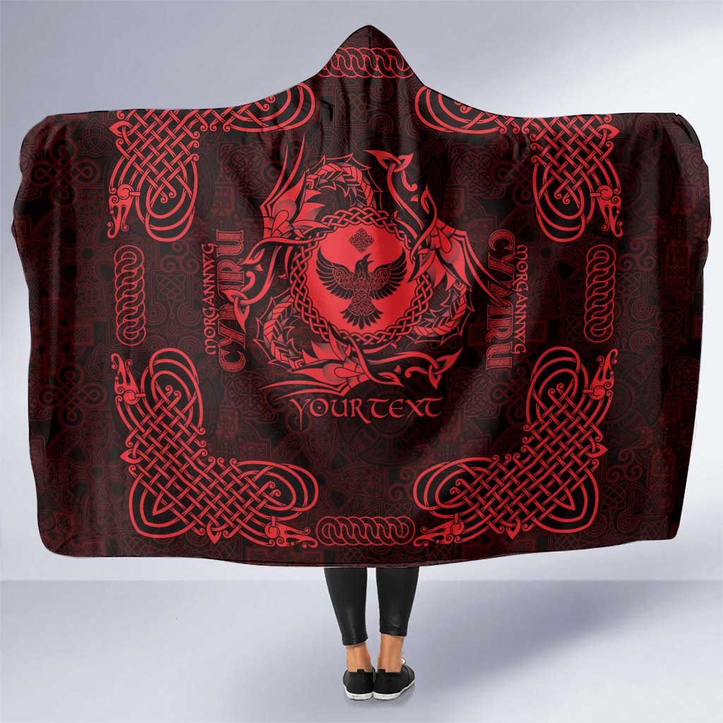 Personalized Glamorgan Morgannwg Hooded Blanket Red Raven Celtic-inspired - Wonder Print Shop