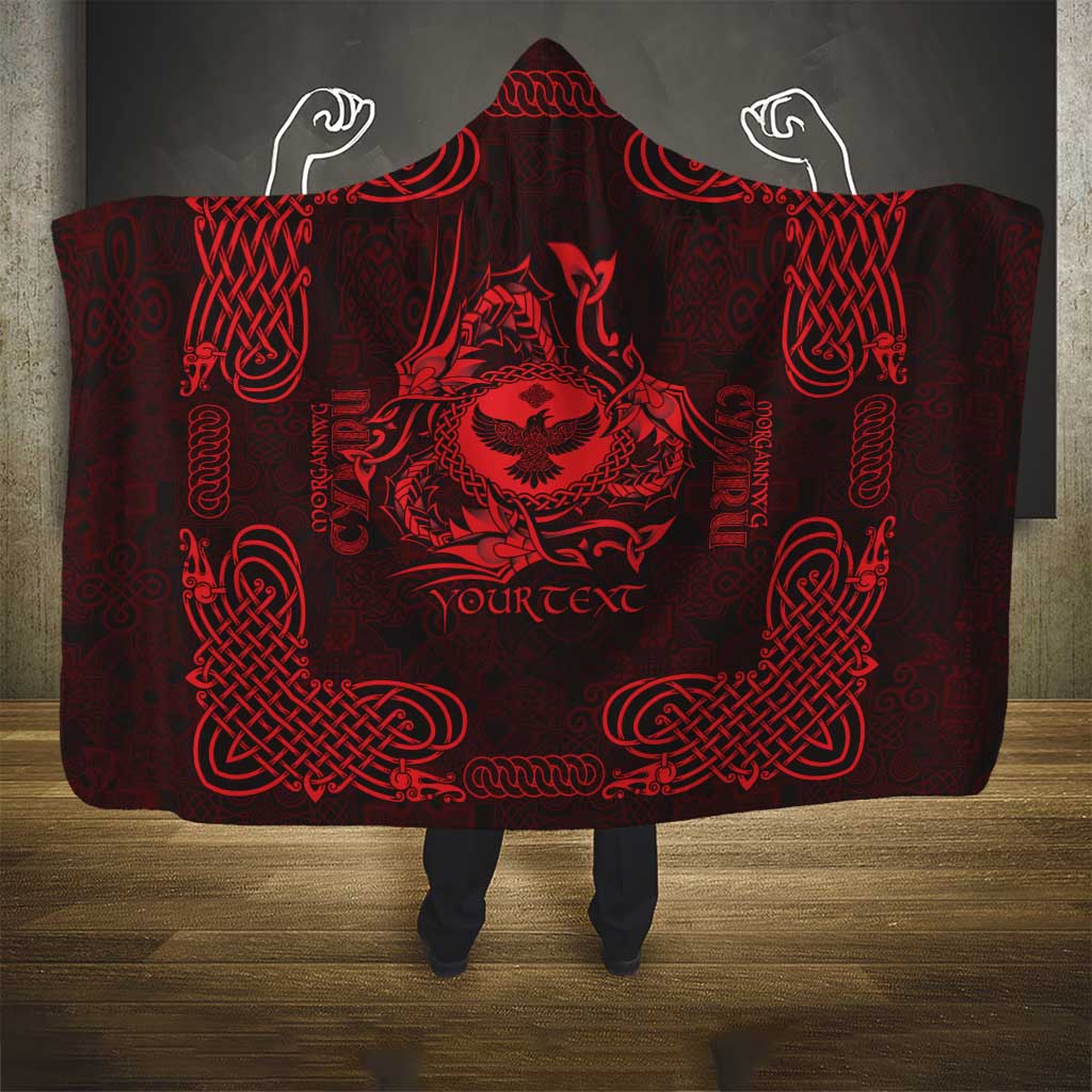 Personalized Glamorgan Morgannwg Hooded Blanket Red Raven Celtic-inspired - Wonder Print Shop