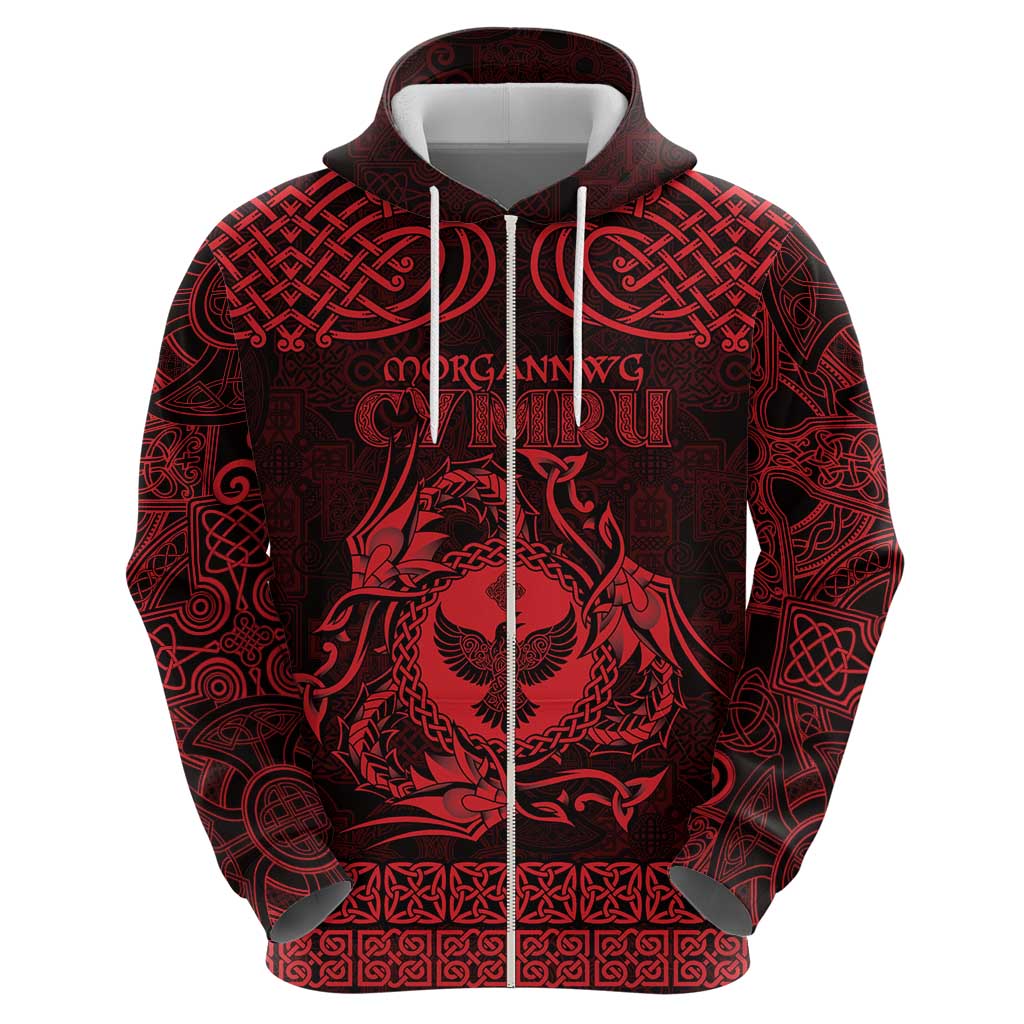 Personalized Glamorgan Morgannwg Hoodie Red Raven Celtic-inspired - Wonder Print Shop