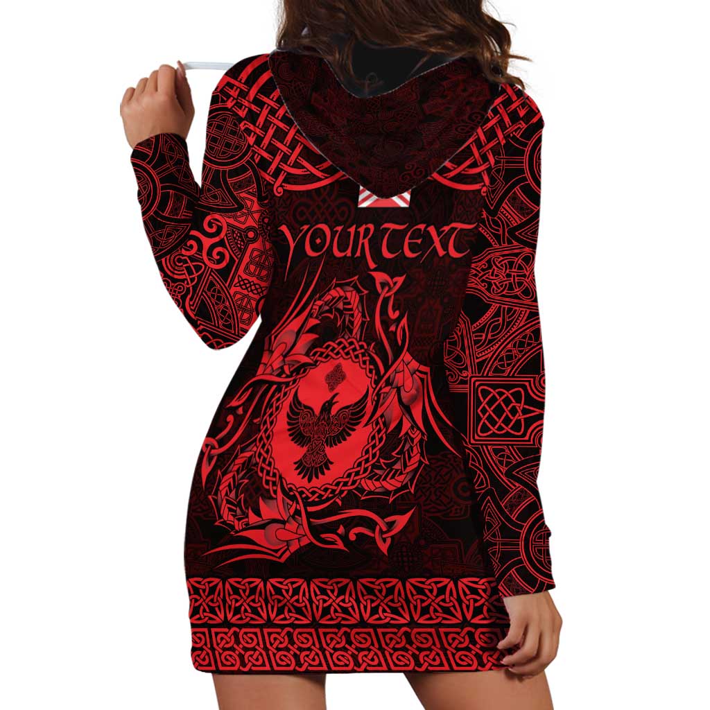 Personalized Glamorgan Morgannwg Hoodie Dress Red Raven Celtic-inspired - Wonder Print Shop