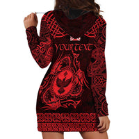 Personalized Glamorgan Morgannwg Hoodie Dress Red Raven Celtic-inspired - Wonder Print Shop