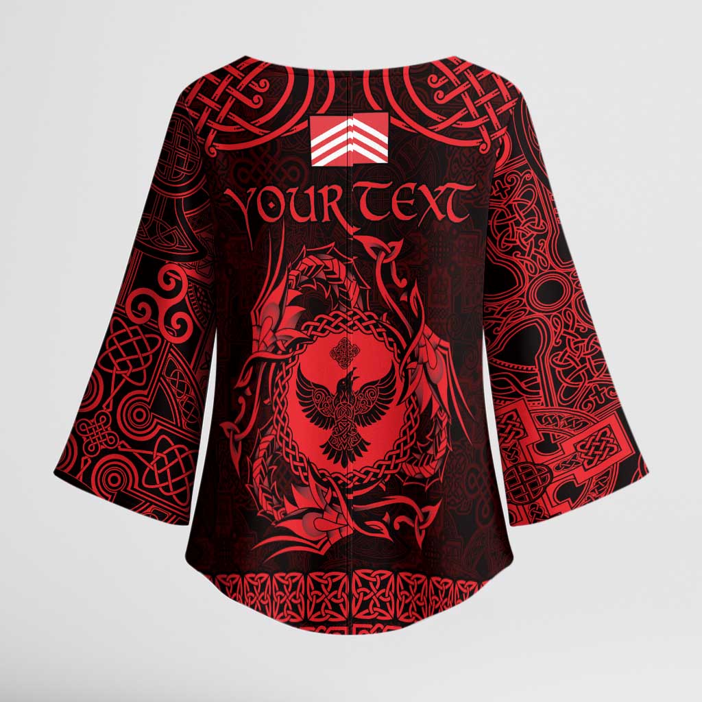 Personalized Glamorgan Morgannwg Kimono Sleeve Blouse Red Raven Celtic-inspired - Wonder Print Shop