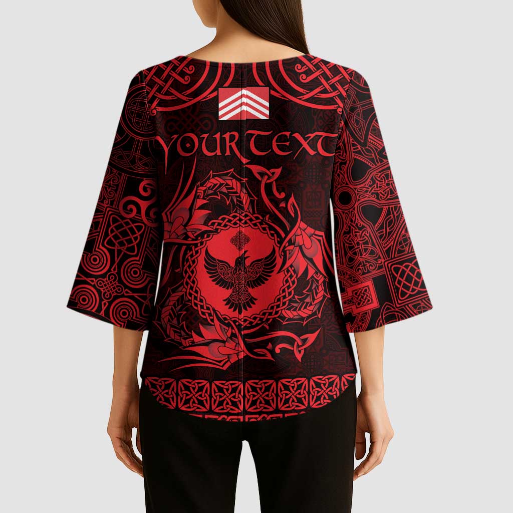 Personalized Glamorgan Morgannwg Kimono Sleeve Blouse Red Raven Celtic-inspired - Wonder Print Shop