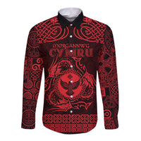 Personalized Glamorgan Morgannwg Long Sleeve Button Shirt Red Raven Celtic-inspired - Wonder Print Shop