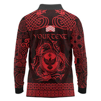 Personalized Glamorgan Morgannwg Long Sleeve Polo Shirt Red Raven Celtic-inspired - Wonder Print Shop