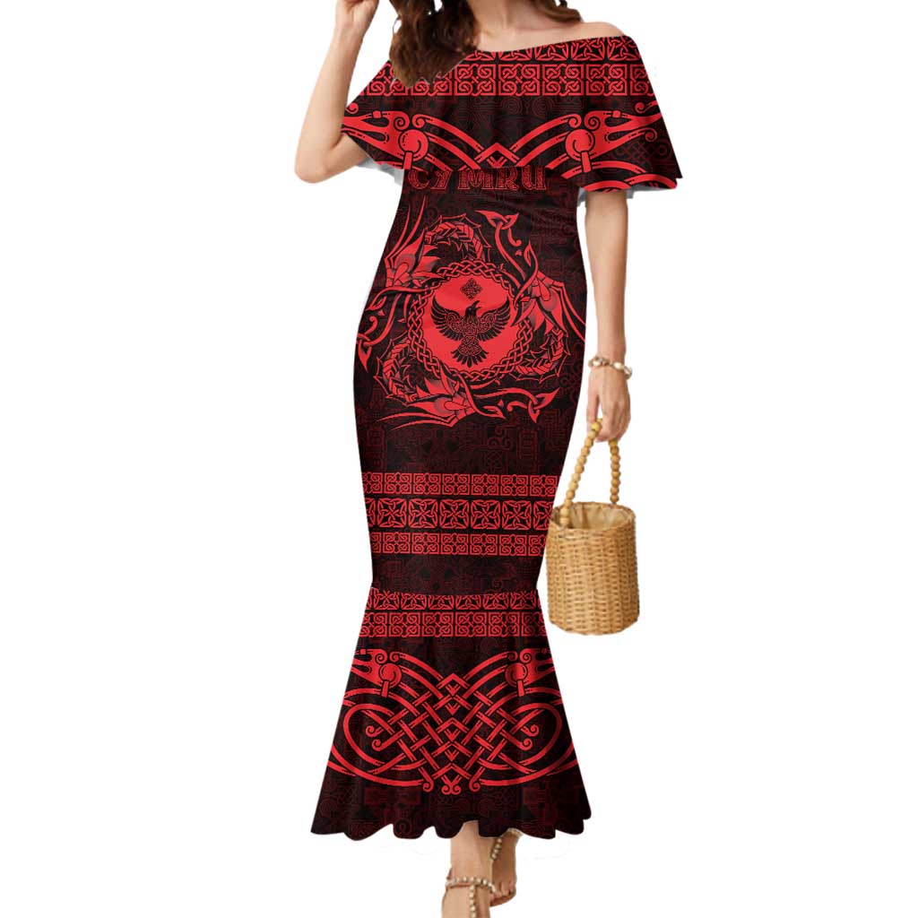 Personalized Glamorgan Morgannwg Mermaid Dress Red Raven Celtic-inspired - Wonder Print Shop