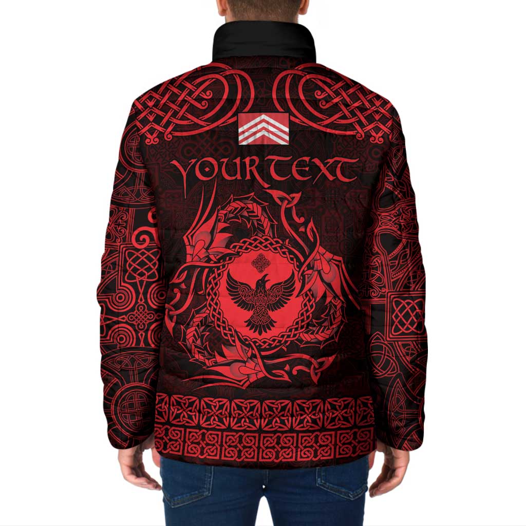 Personalized Glamorgan Morgannwg Padded Jacket Red Raven Celtic-inspired - Wonder Print Shop