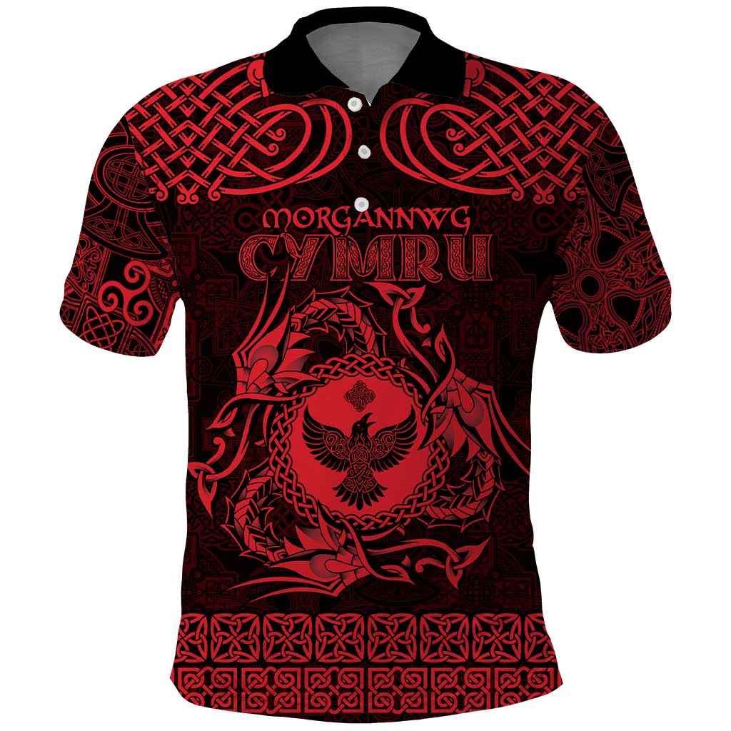 Personalized Glamorgan Morgannwg Polo Shirt Red Raven Celtic-inspired - Wonder Print Shop