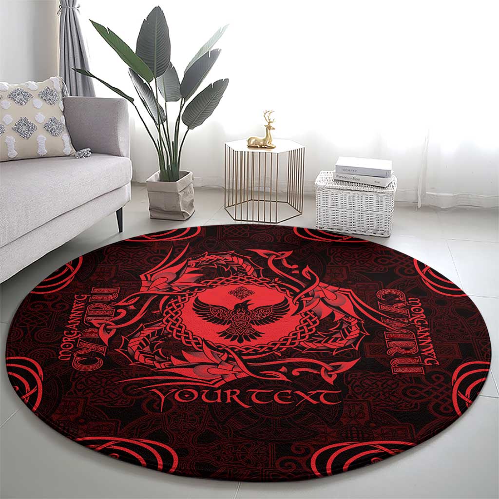 Personalized Glamorgan Morgannwg Round Carpet Red Raven Celtic-inspired - Wonder Print Shop