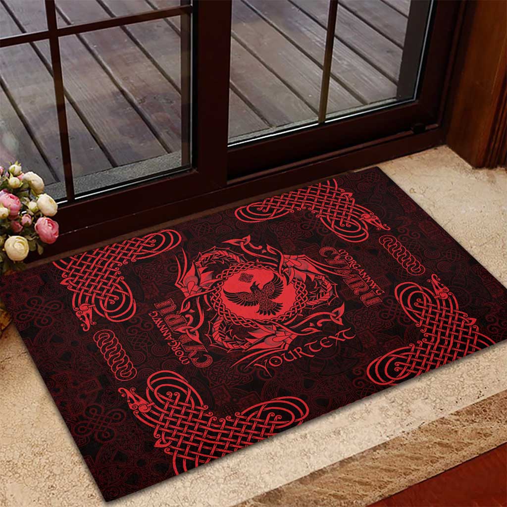 Personalized Glamorgan Morgannwg Rubber Doormat Red Raven Celtic-inspired - Wonder Print Shop