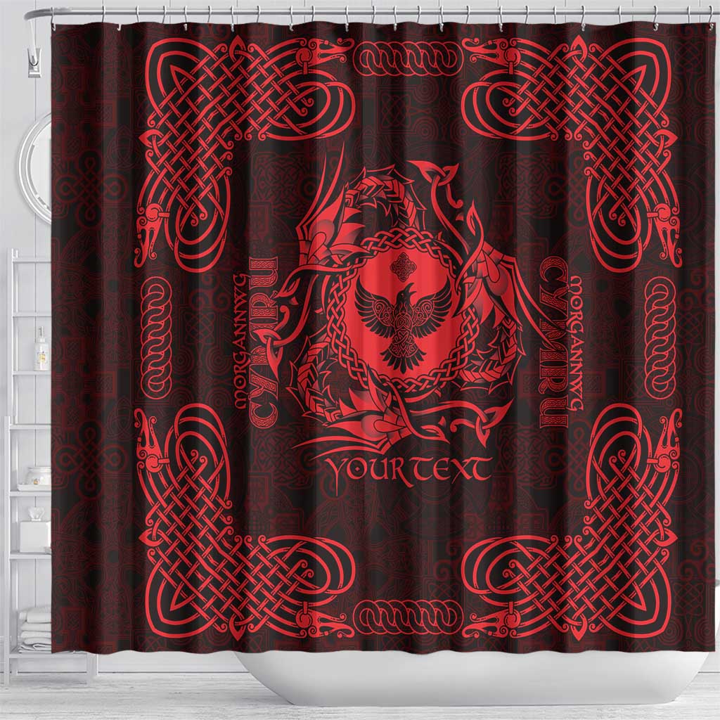 Personalized Glamorgan Morgannwg Shower Curtain Red Raven Celtic-inspired - Wonder Print Shop