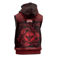 Personalized Glamorgan Morgannwg Sleeveless Hoodie Red Raven Celtic-inspired - Wonder Print Shop