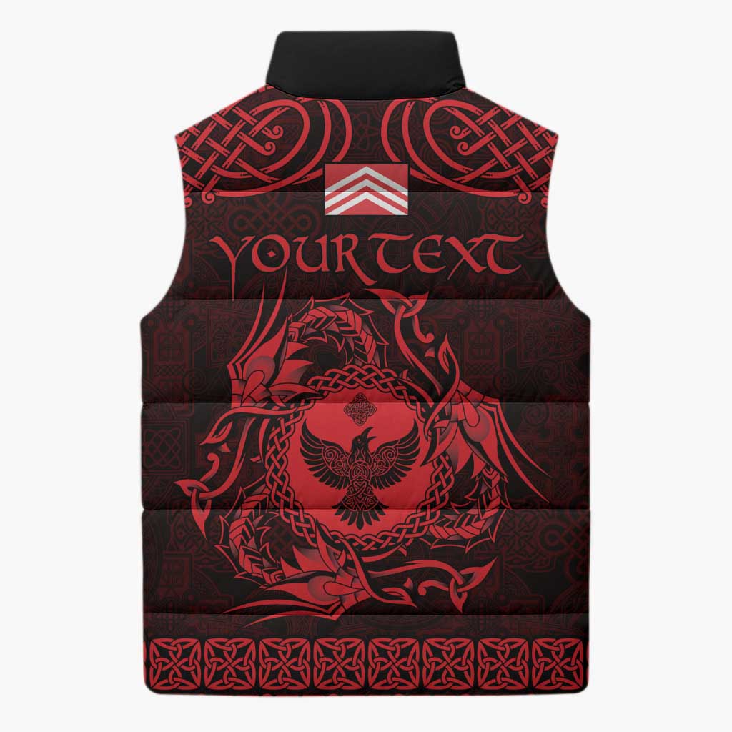 Personalized Glamorgan Morgannwg Sleeveless Puffer Jacket Red Raven Celtic-inspired - Wonder Print Shop