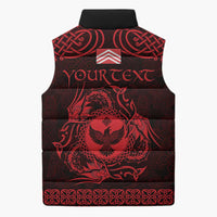 Personalized Glamorgan Morgannwg Sleeveless Puffer Jacket Red Raven Celtic-inspired - Wonder Print Shop