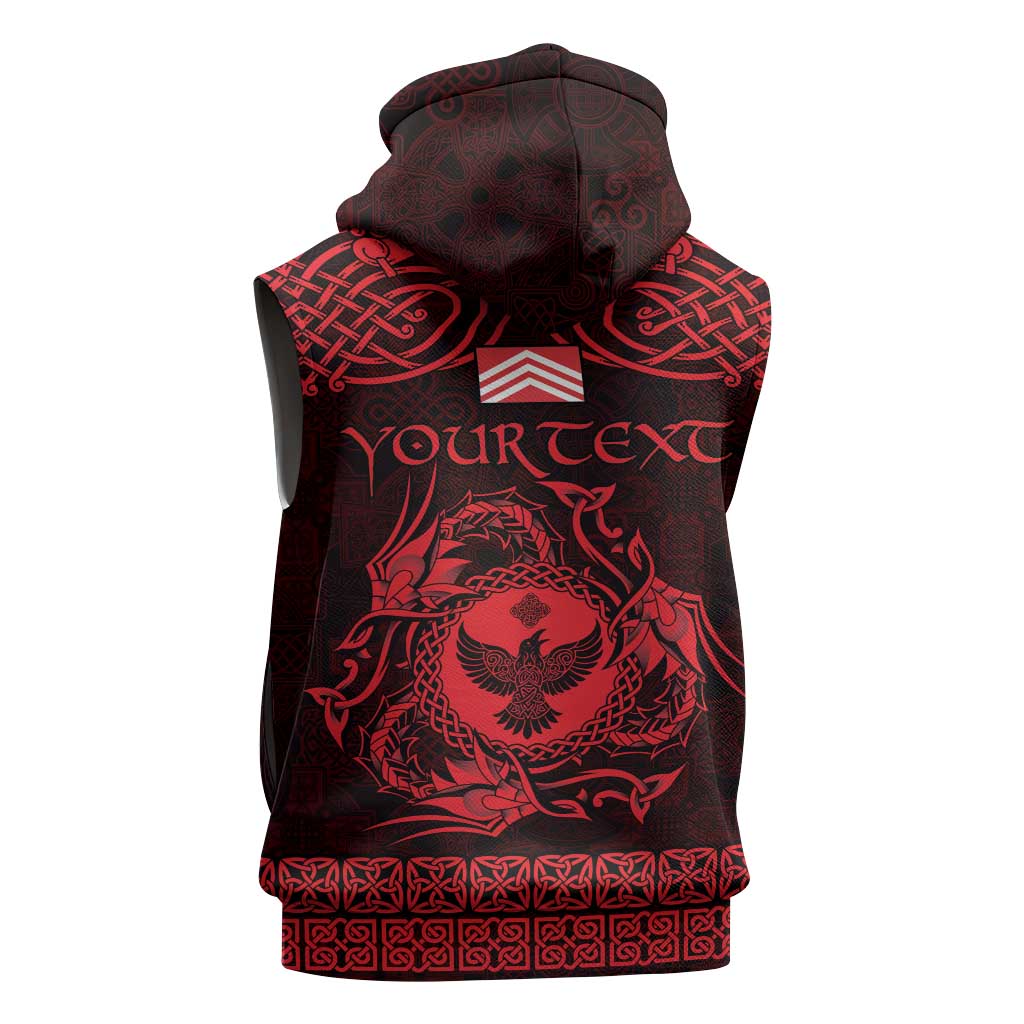 Personalized Glamorgan Morgannwg Sleeveless Zip Hoodie Red Raven Celtic-inspired - Wonder Print Shop