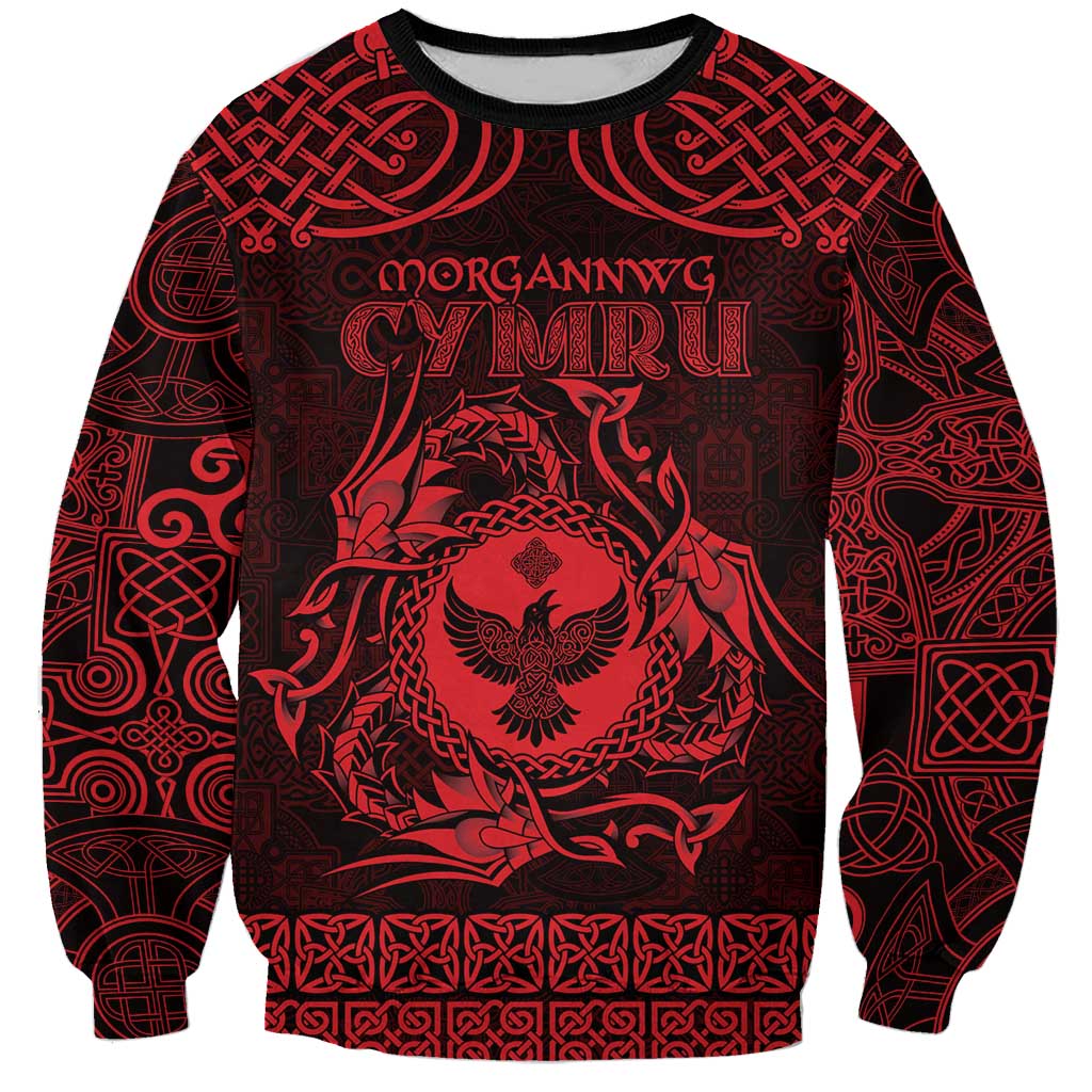 Personalized Glamorgan Morgannwg Sweatshirt Red Raven Celtic-inspired - Wonder Print Shop