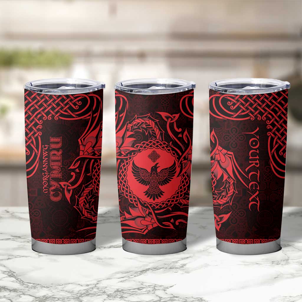 Personalized Glamorgan Morgannwg Tumbler Cup Red Raven Celtic-inspired - Wonder Print Shop