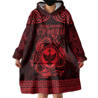 Personalized Glamorgan Morgannwg Wearable Blanket Hoodie Red Raven Celtic-inspired - Wonder Print Shop