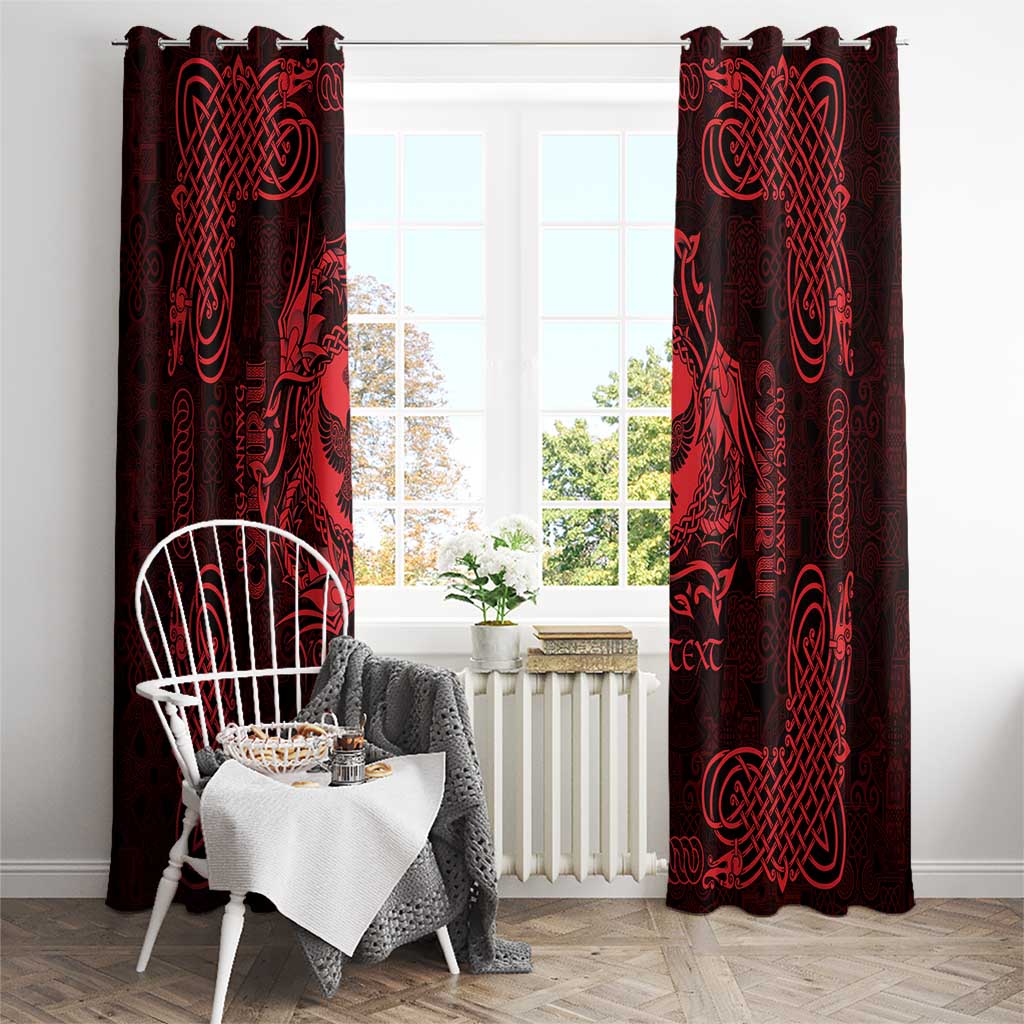 Personalized Glamorgan Morgannwg Window Curtain Red Raven Celtic-inspired - Wonder Print Shop