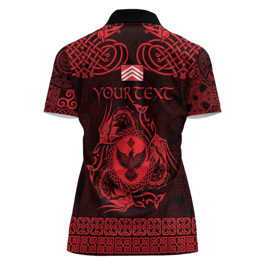 Personalized Glamorgan Morgannwg Women Polo Shirt Red Raven Celtic-inspired - Wonder Print Shop