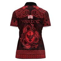 Personalized Glamorgan Morgannwg Women Polo Shirt Red Raven Celtic-inspired - Wonder Print Shop