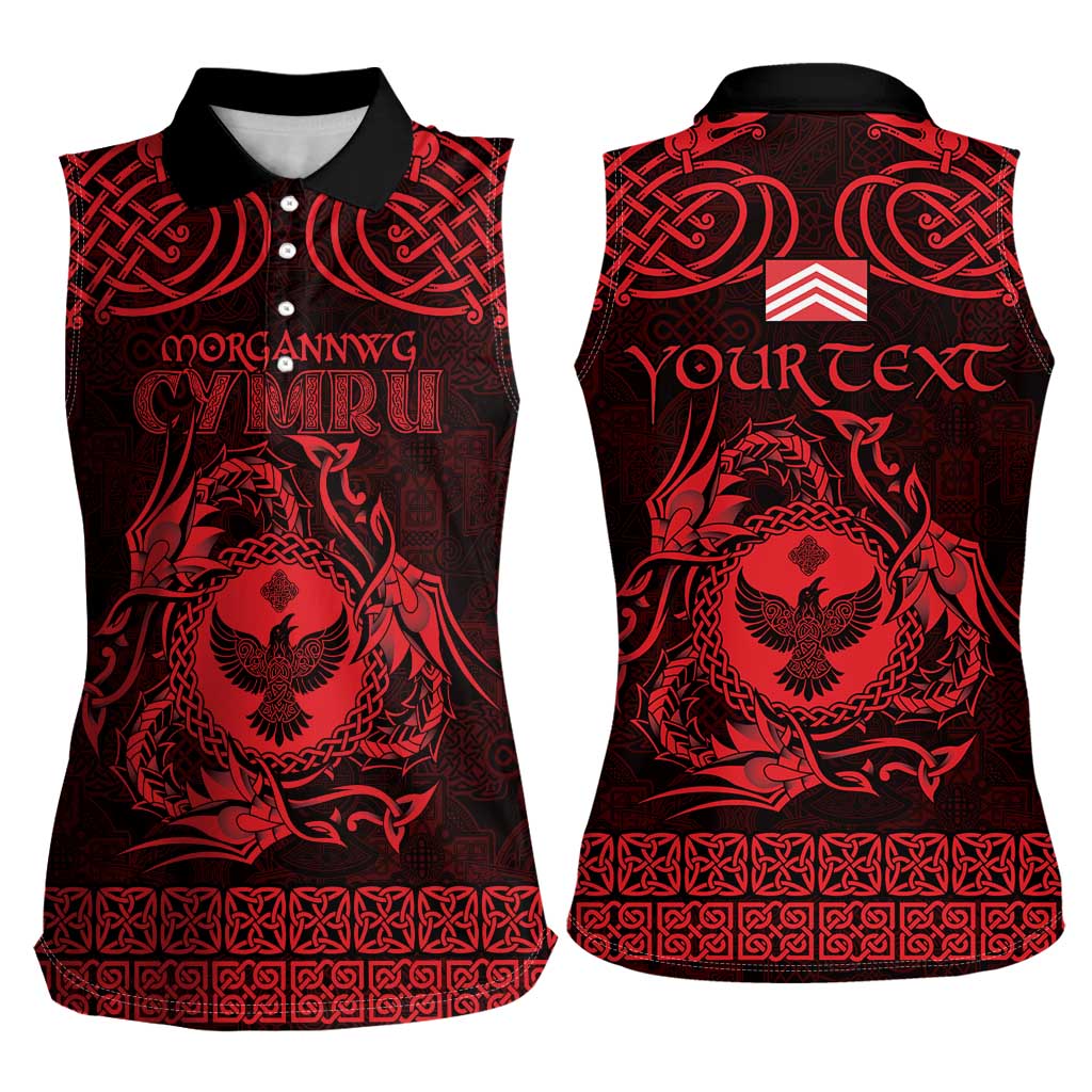 Personalized Glamorgan Morgannwg Women Sleeveless Polo Shirt Red Raven Celtic-inspired - Wonder Print Shop