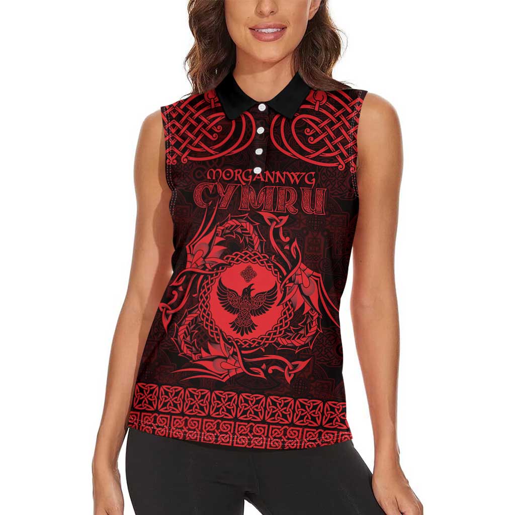 Personalized Glamorgan Morgannwg Women Sleeveless Polo Shirt Red Raven Celtic-inspired - Wonder Print Shop