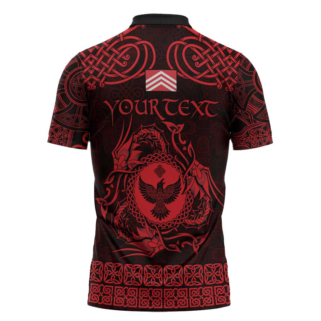 Personalized Glamorgan Morgannwg Zipper Polo Shirt Red Raven Celtic-inspired - Wonder Print Shop