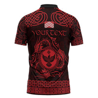 Personalized Glamorgan Morgannwg Zipper Polo Shirt Red Raven Celtic-inspired - Wonder Print Shop