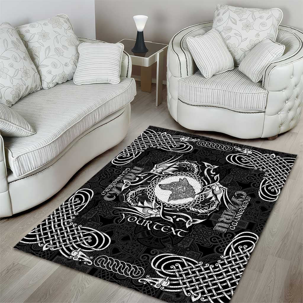 Personalized Merionethshire Meirionnydd Area Rug Black Wolf Celtic-inspired - Wonder Print Shop