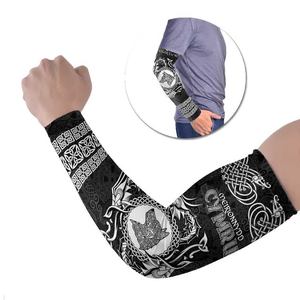 Personalized Merionethshire Meirionnydd Arm Sleeves Black Wolf Celtic-inspired - Wonder Print Shop