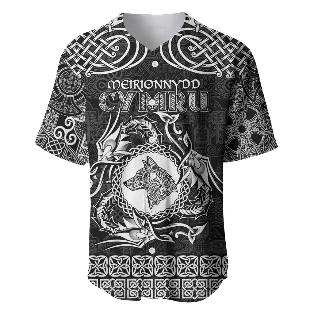 Personalized Merionethshire Meirionnydd Baseball Jersey Black Wolf Celtic-inspired - Wonder Print Shop