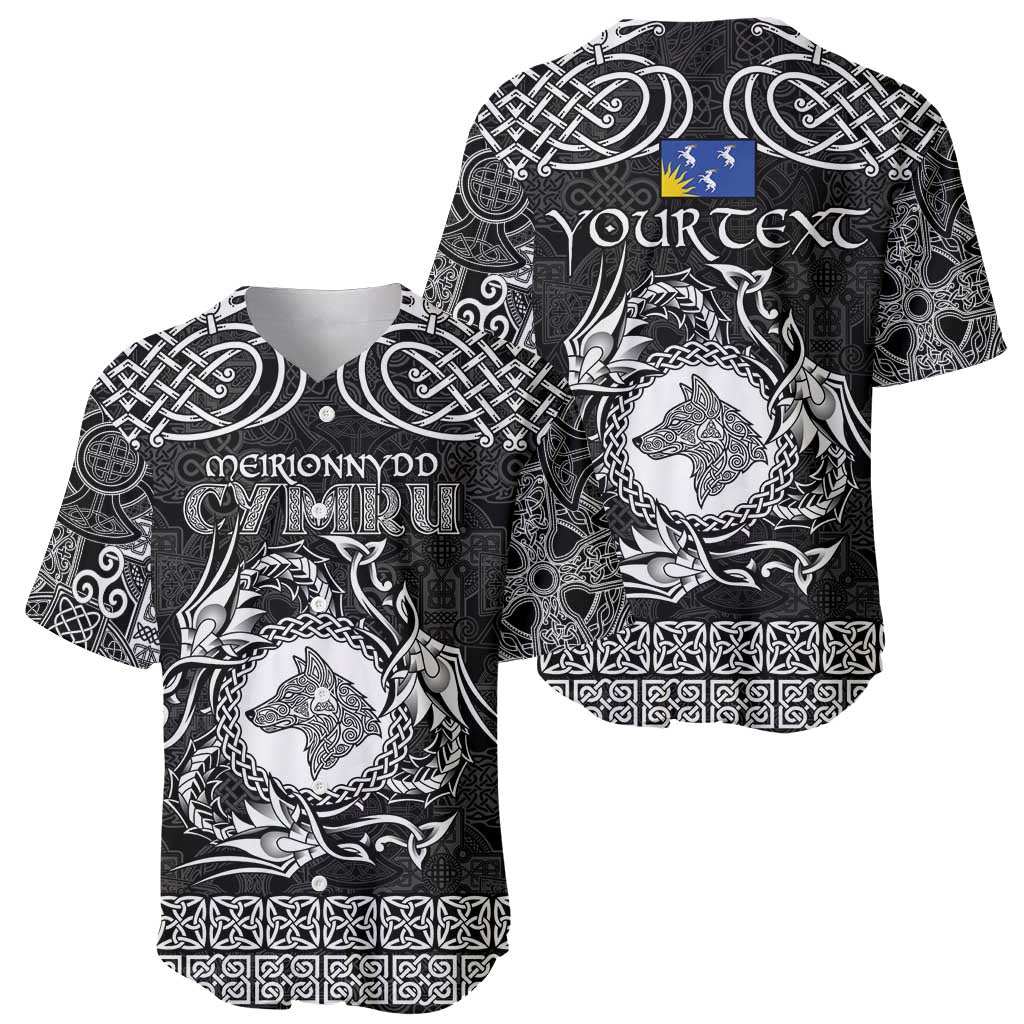 Personalized Merionethshire Meirionnydd Baseball Jersey Black Wolf Celtic-inspired - Wonder Print Shop