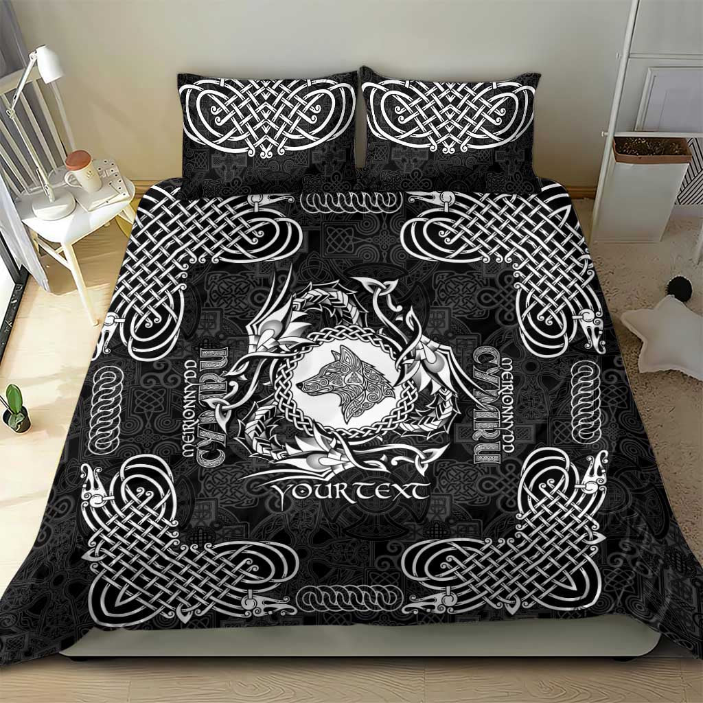 Personalized Merionethshire Meirionnydd Bedding Set Black Wolf Celtic-inspired - Wonder Print Shop