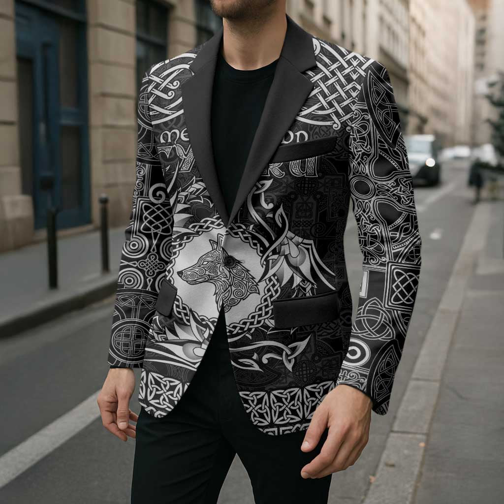 Personalized Merionethshire Meirionnydd Blazer Black Wolf Celtic-inspired - Wonder Print Shop