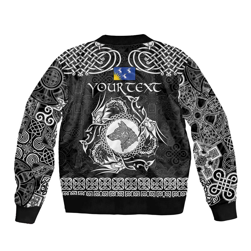 Personalized Merionethshire Meirionnydd Bomber Jacket Black Wolf Celtic-inspired - Wonder Print Shop