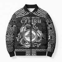 Personalized Merionethshire Meirionnydd Bomber Puffer Jacket Black Wolf Celtic-inspired - Wonder Print Shop
