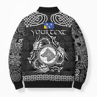 Personalized Merionethshire Meirionnydd Bomber Puffer Jacket Black Wolf Celtic-inspired - Wonder Print Shop