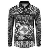 Personalized Merionethshire Meirionnydd Button Sweatshirt Black Wolf Celtic-inspired - Wonder Print Shop