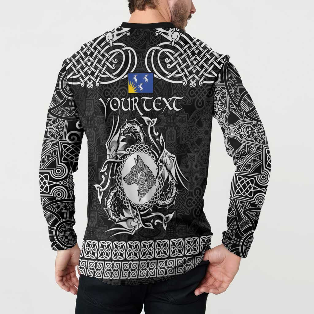 Personalized Merionethshire Meirionnydd Button Sweatshirt Black Wolf Celtic-inspired - Wonder Print Shop