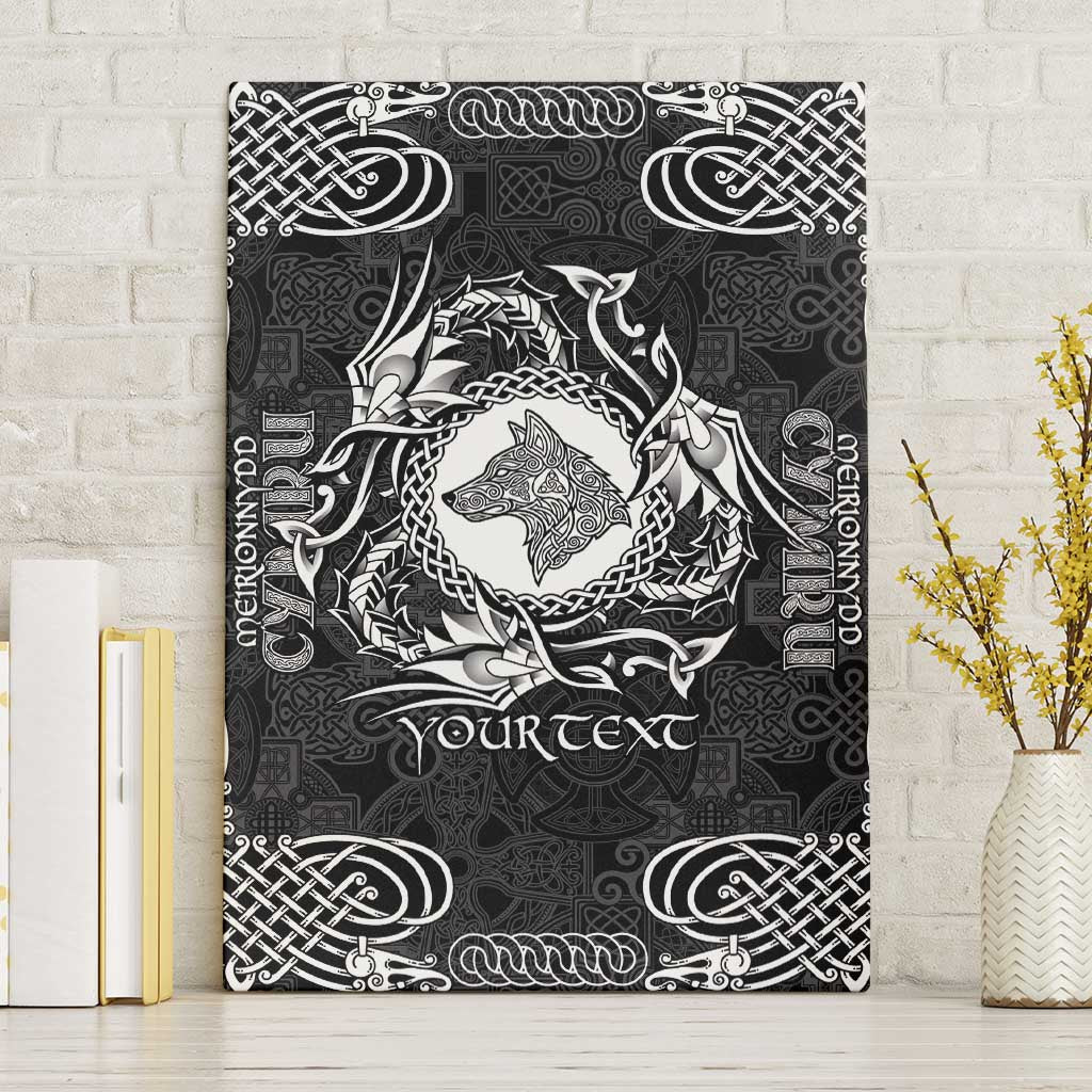 Personalized Merionethshire Meirionnydd Canvas Wall Art Black Wolf Celtic-inspired - Wonder Print Shop