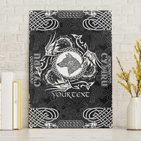 Personalized Merionethshire Meirionnydd Canvas Wall Art Black Wolf Celtic-inspired - Wonder Print Shop
