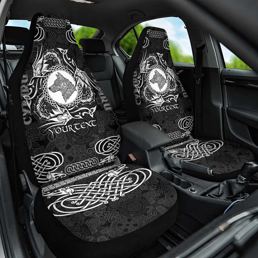Personalized Merionethshire Meirionnydd Car Seat Cover Black Wolf Celtic-inspired - Wonder Print Shop