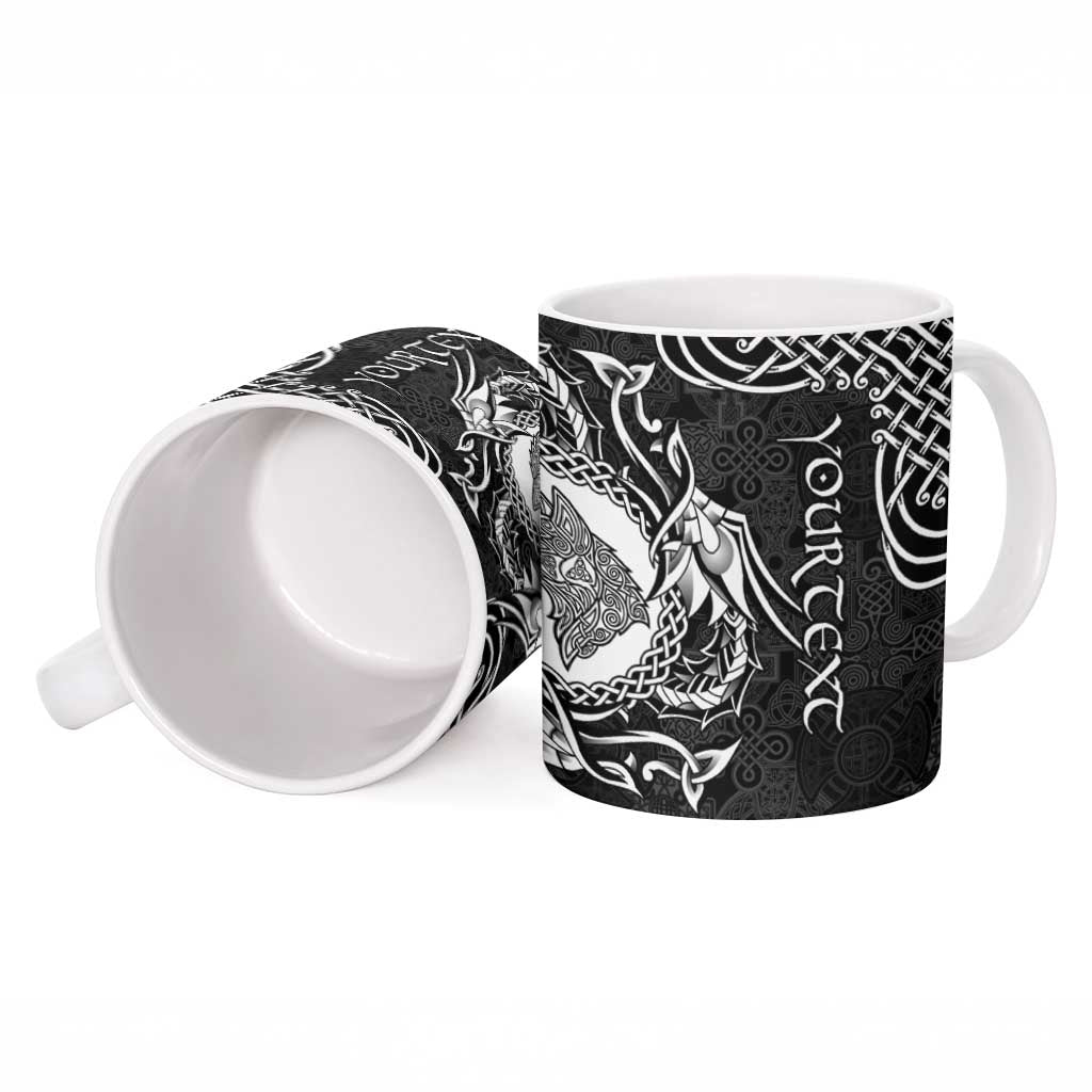 Personalized Merionethshire Meirionnydd Ceramic Mug Black Wolf Celtic-inspired - Wonder Print Shop